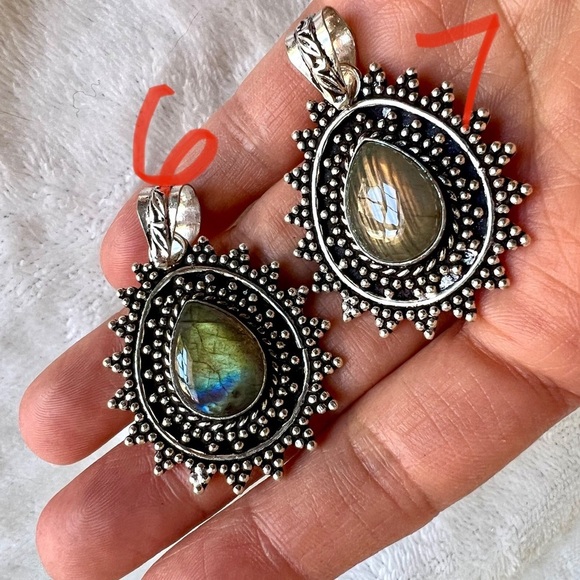 You Choose! 925 Fancy Flash Labradorite Pendant Necklace - Picture 4 of 9